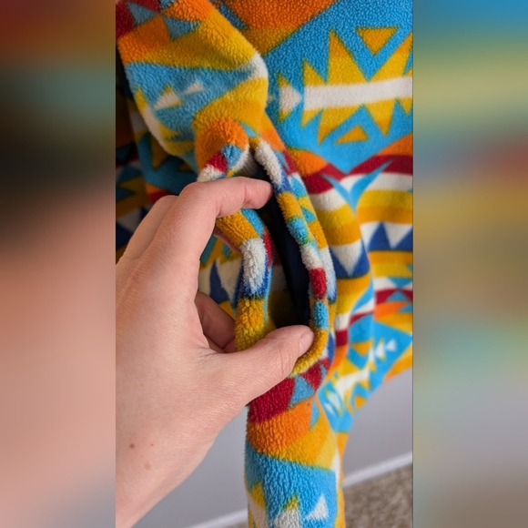 Vintage Massive Outdoor Supply Fleece Half Zip Hoodie, Blue & Orange, Size L - Picture 7 of 15